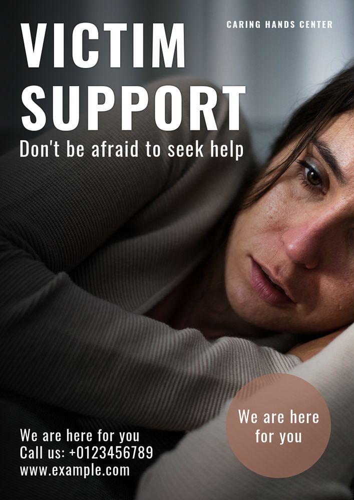 Victim support  poster template, editable text and design