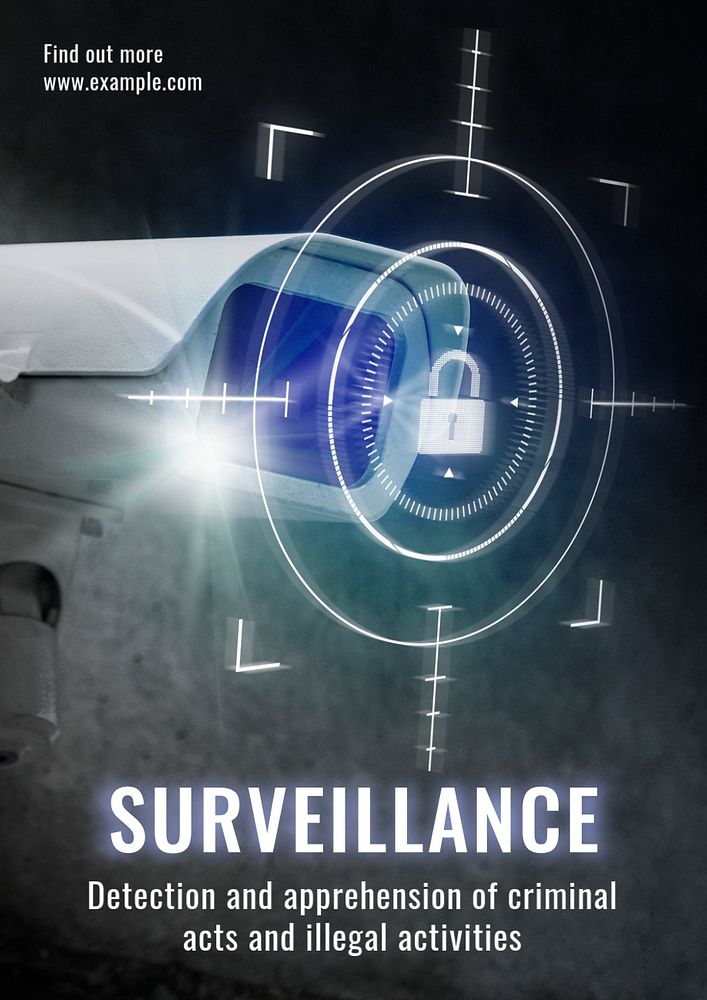 Surveillance poster template, editable text and design