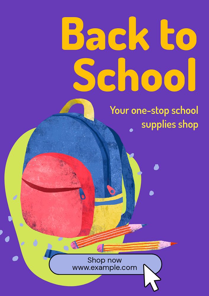 Back to school poster template, editable text and design