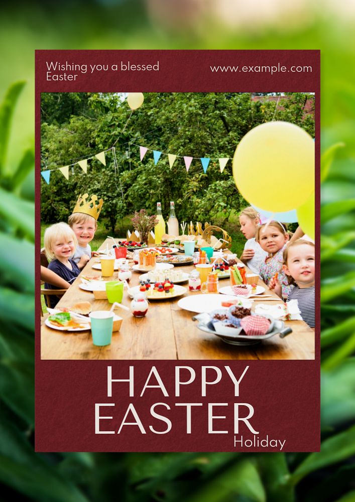 Happy Easter poster template, editable text and design