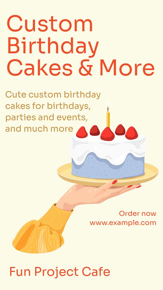 Birthday cakes Instagram story template, editable text