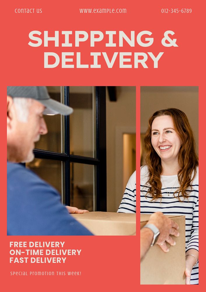 Shipping & delivery poster template, editable text and design