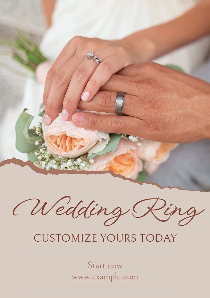 Wedding ring poster template, editable text and design