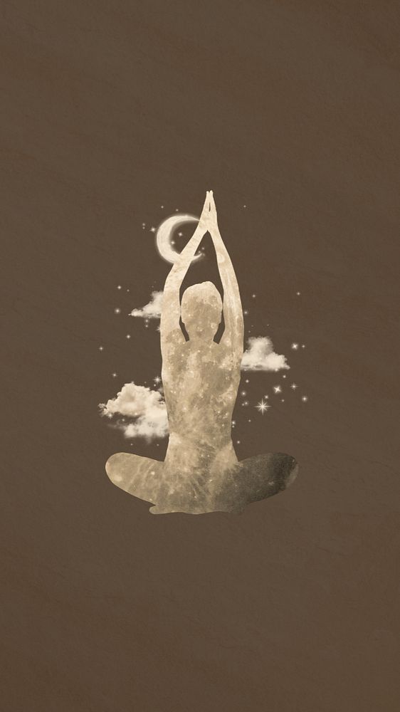 Yoga woman iPhone wallpaper, galaxy silhouette editable remix