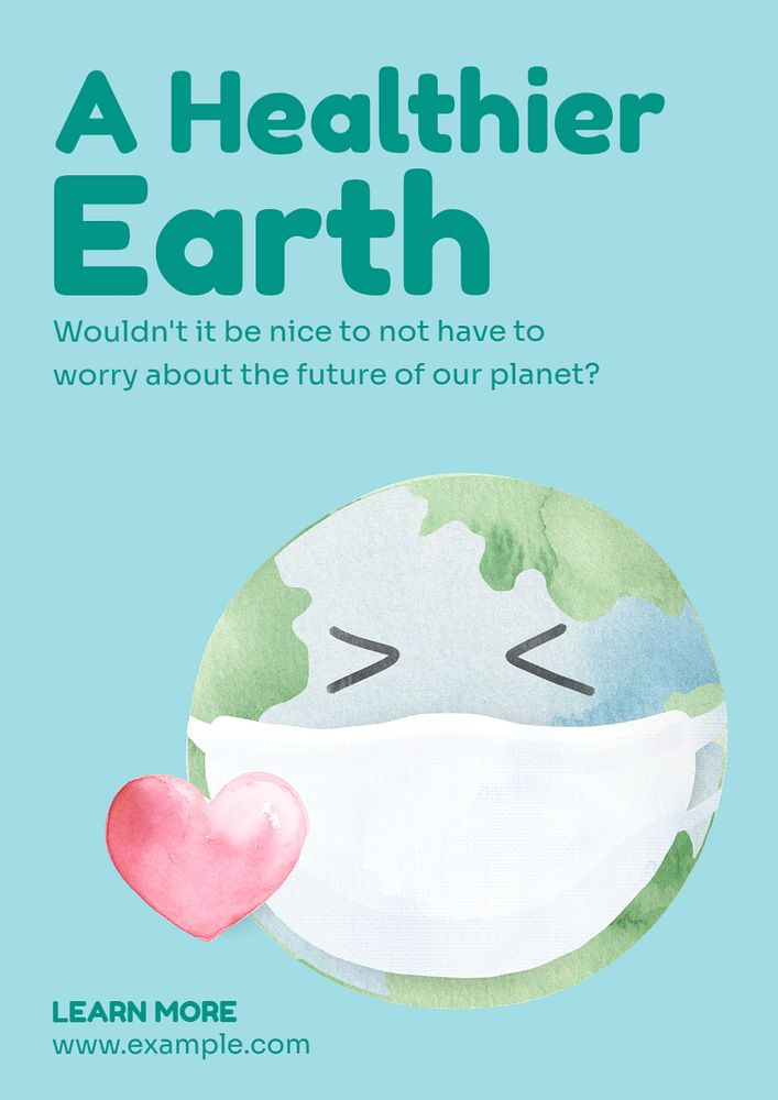 Healthy earth poster template, editable text and design