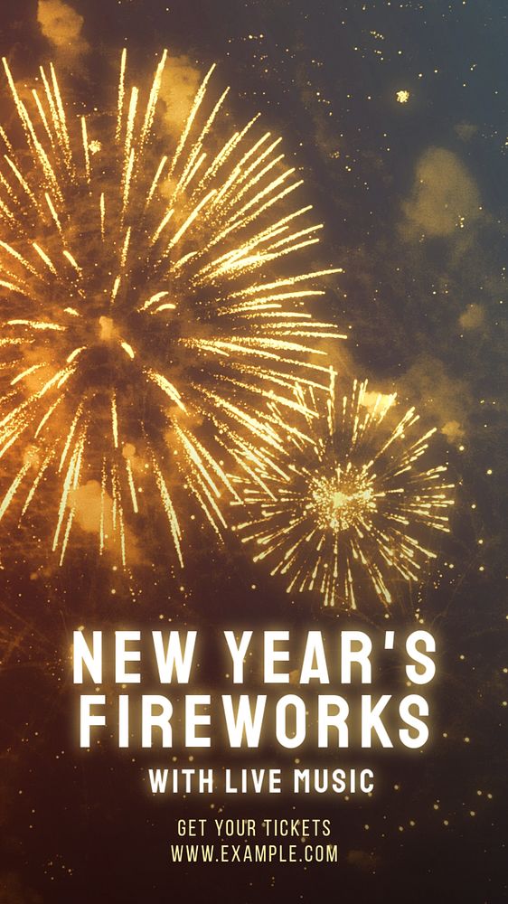 New Year's fireworks Instagram story template, editable text