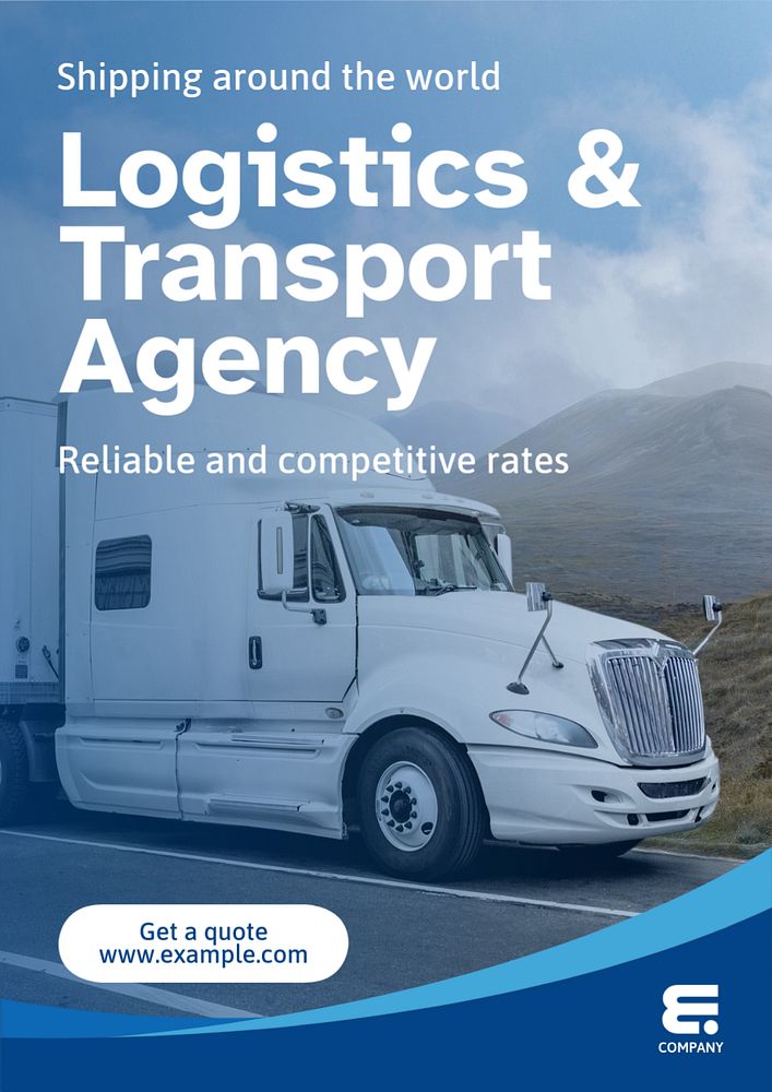 Logistic & transport poster template, editable text and design