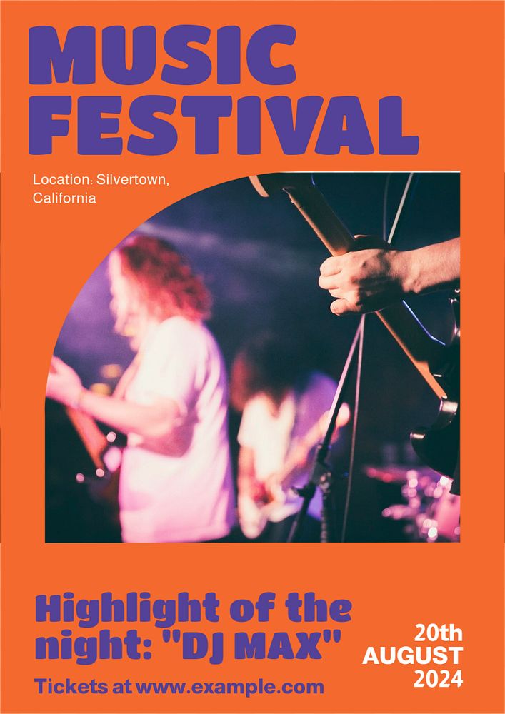 Music festival poster template, editable text and design