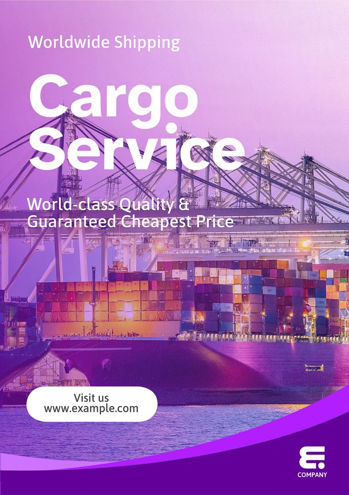 Cargo service poster template, editable text and design