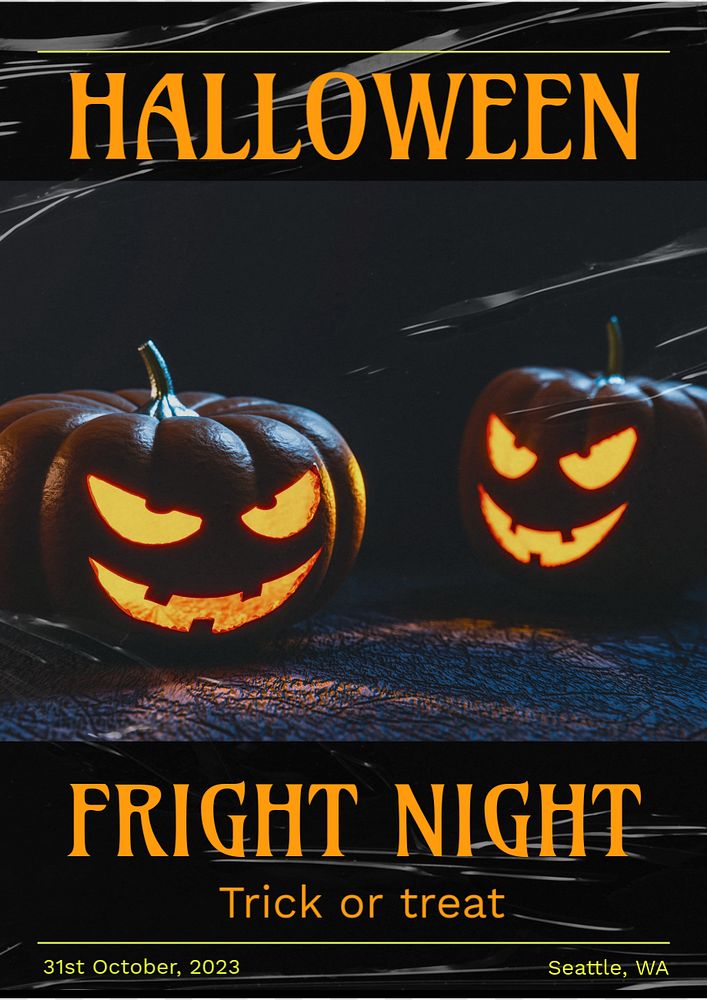 Halloween night poster template, editable text and design