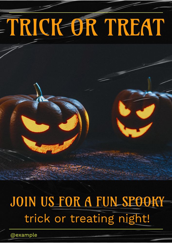 Trick or treat poster template, editable text and design