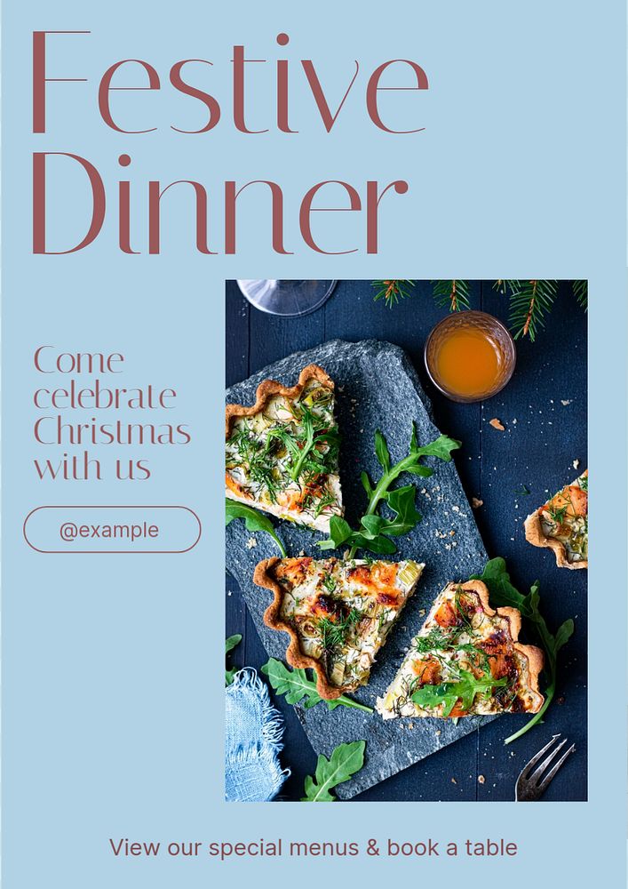 Christmas dinner poster template, editable text and design