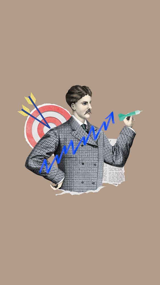 Vintage marketer iPhone wallpaper, target & dart board editable remix