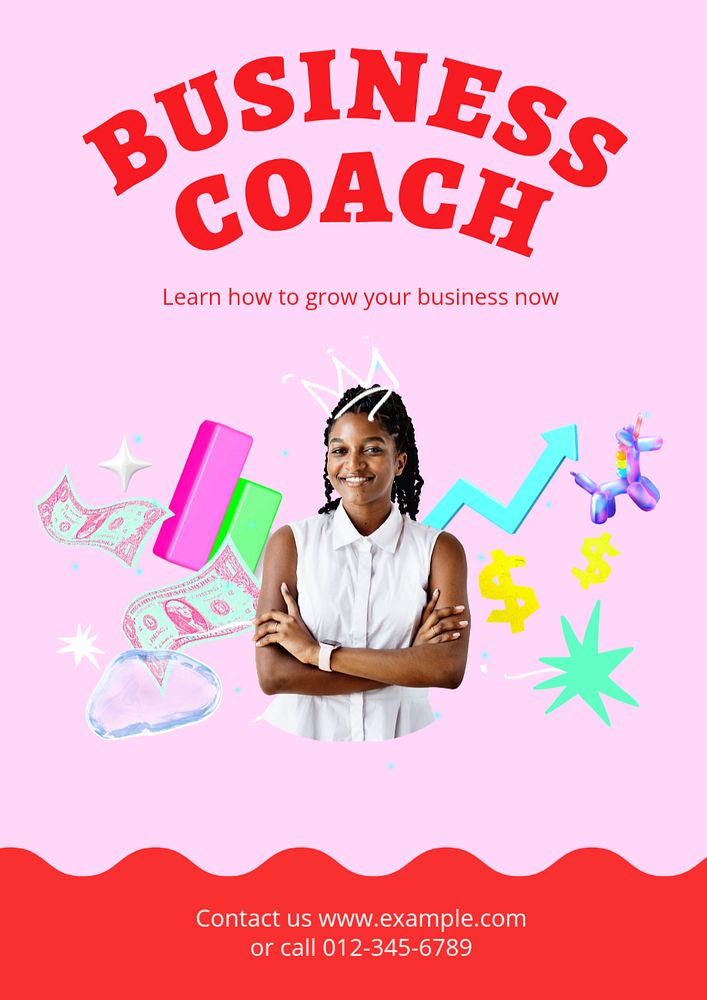 Business coach poster template, editable text and design