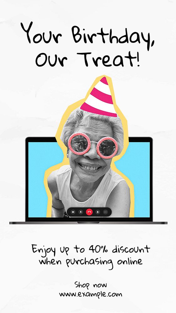 Birthday discount Instagram story template, editable text