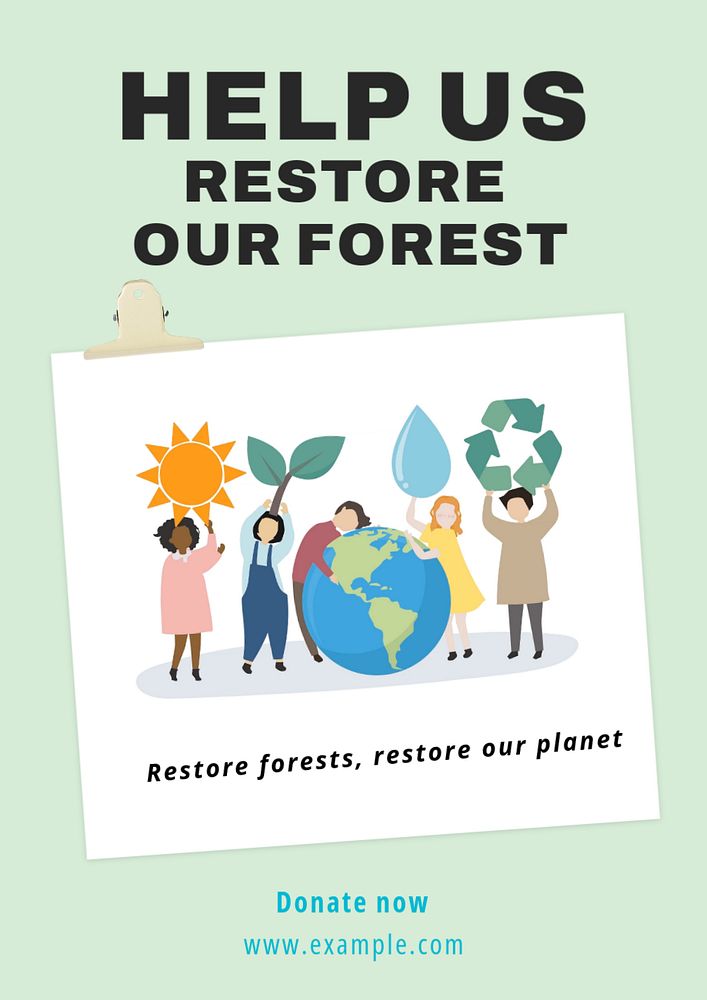 Forest restoration poster template, editable text and design