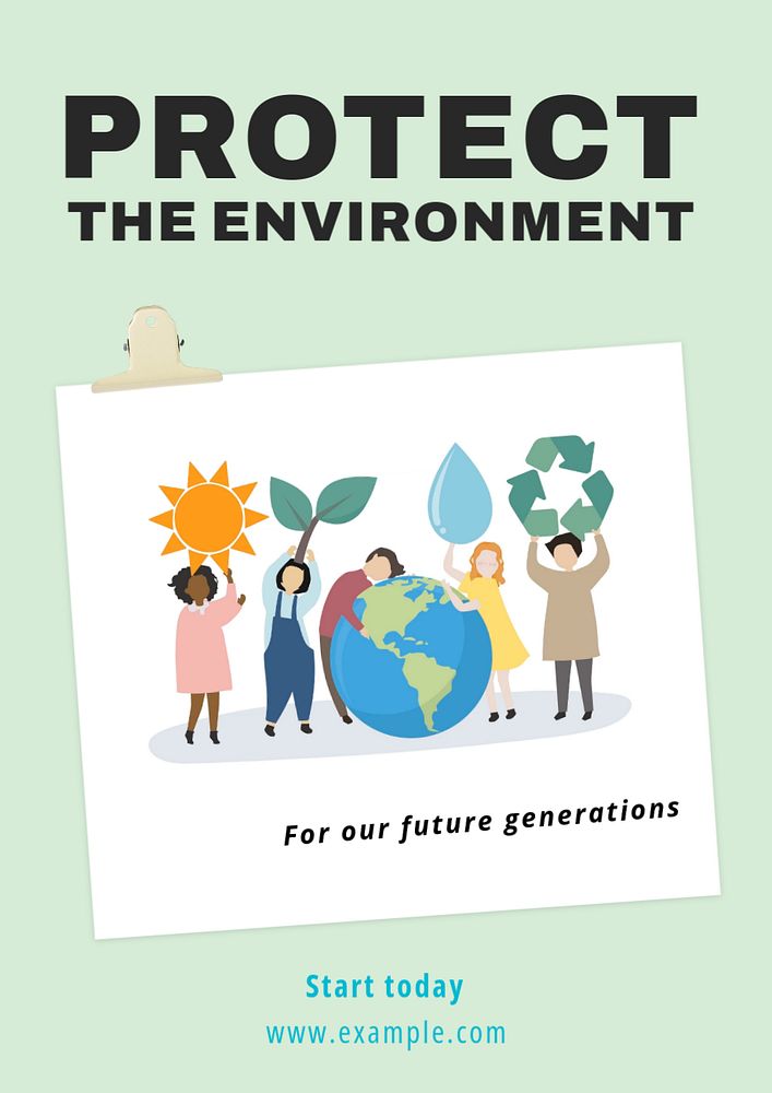 Protect the environment poster template, editable text and design