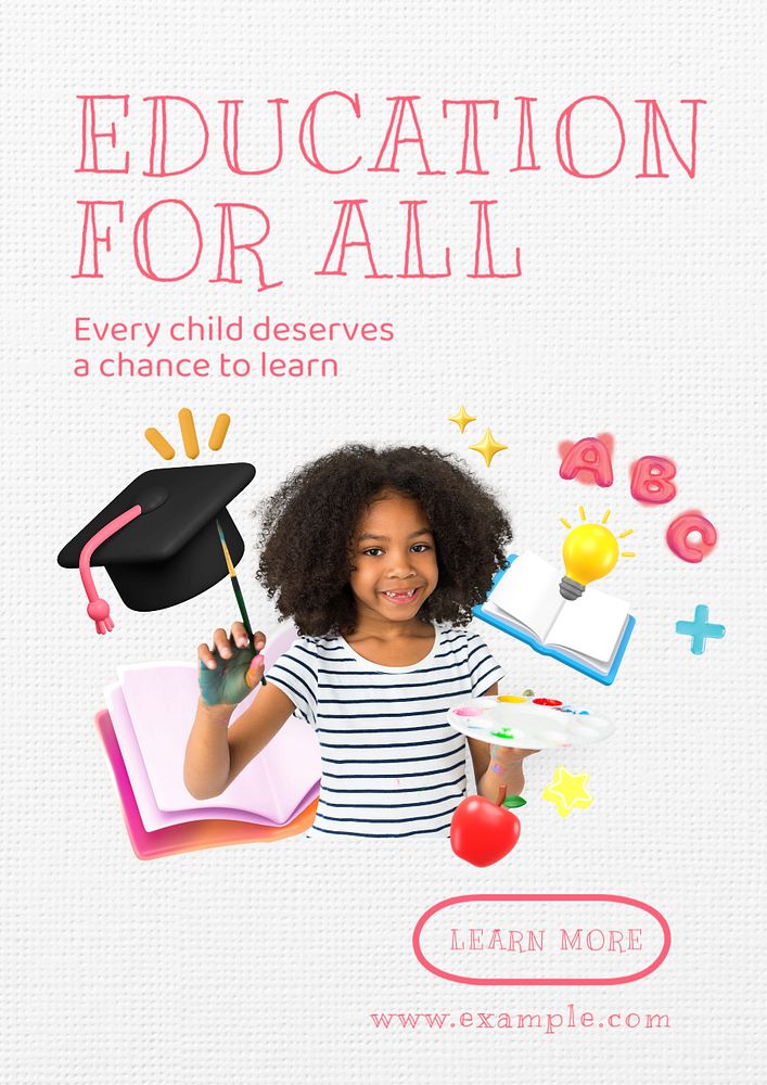 Education for all poster template, editable text and design