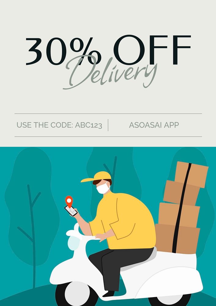 Delivery promotion poster template, editable text and design