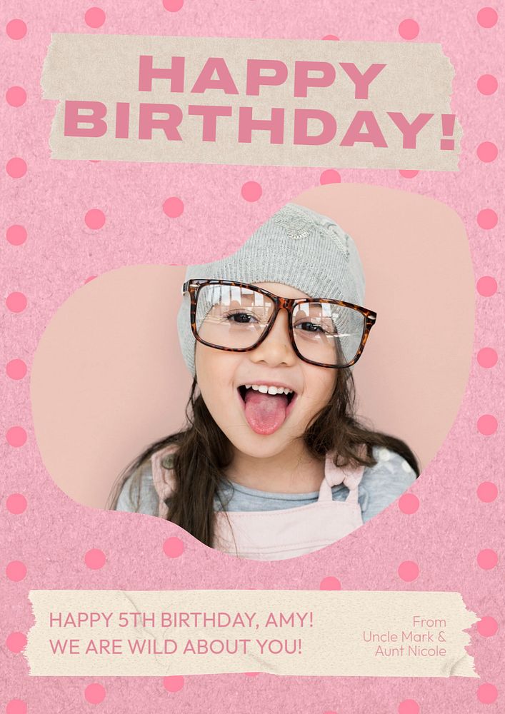 Happy Birthday poster template, editable text and design