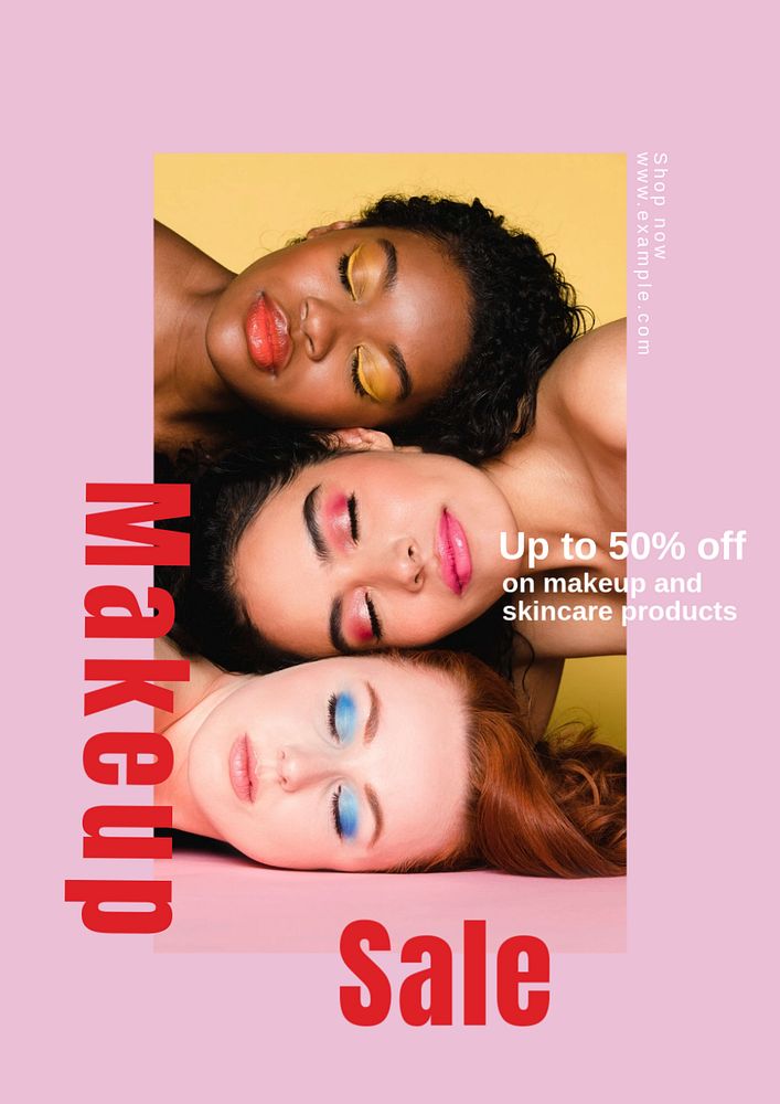 Makeup sale poster template, editable text and design