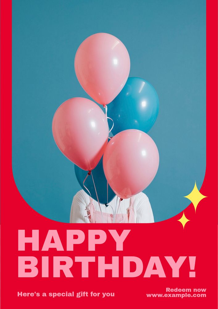 Happy birthday poster template, editable text and design