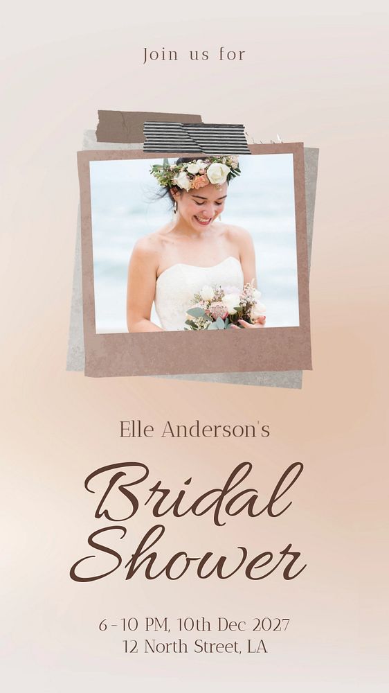 Bridal shower Instagram story template, editable text