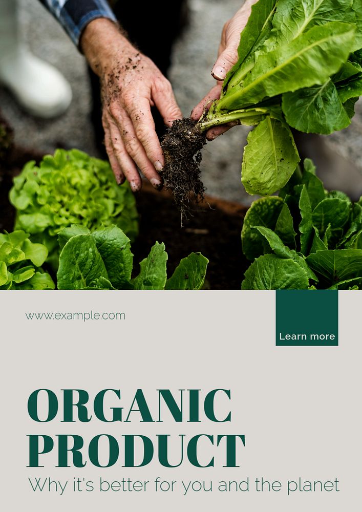 Organic product poster template, editable text and design