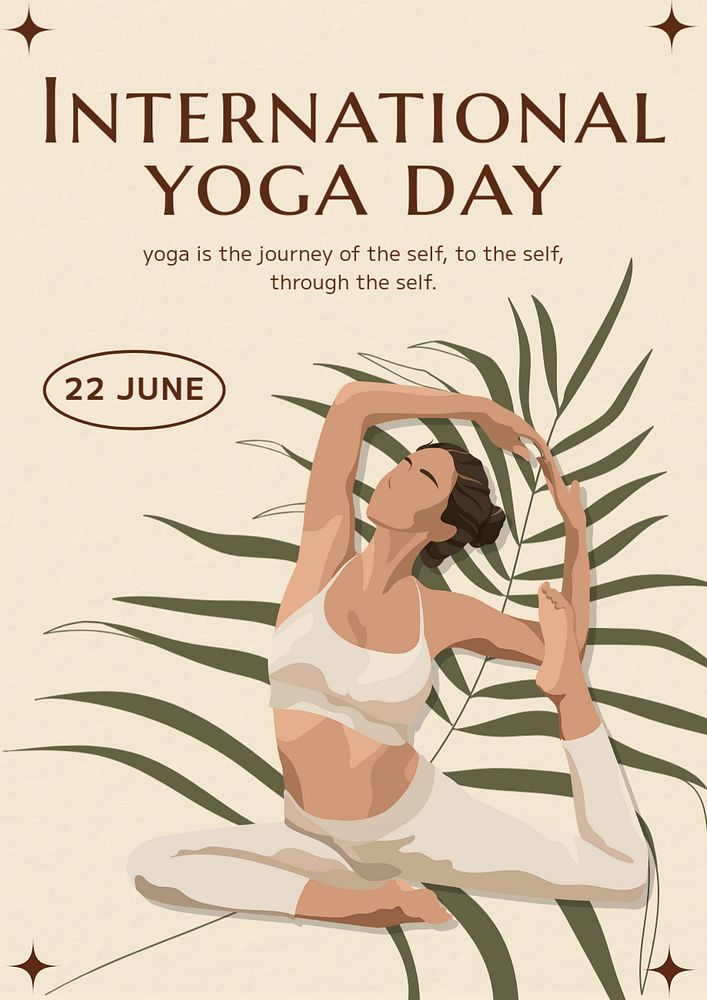 Yoga Day poster template, editable text and design