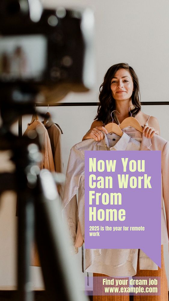 Work from home Instagram story template, editable text