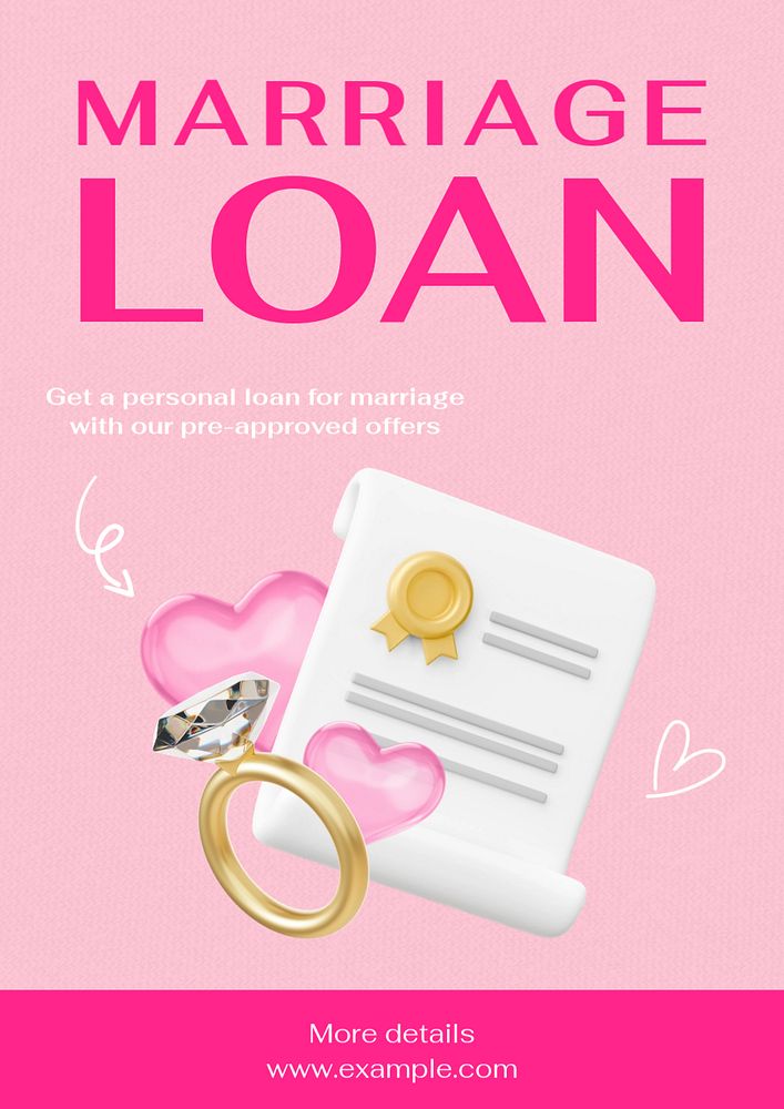 Marriage loan poster template, editable text and design