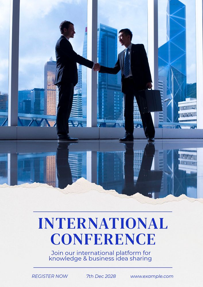 International conference poster template, editable text and design