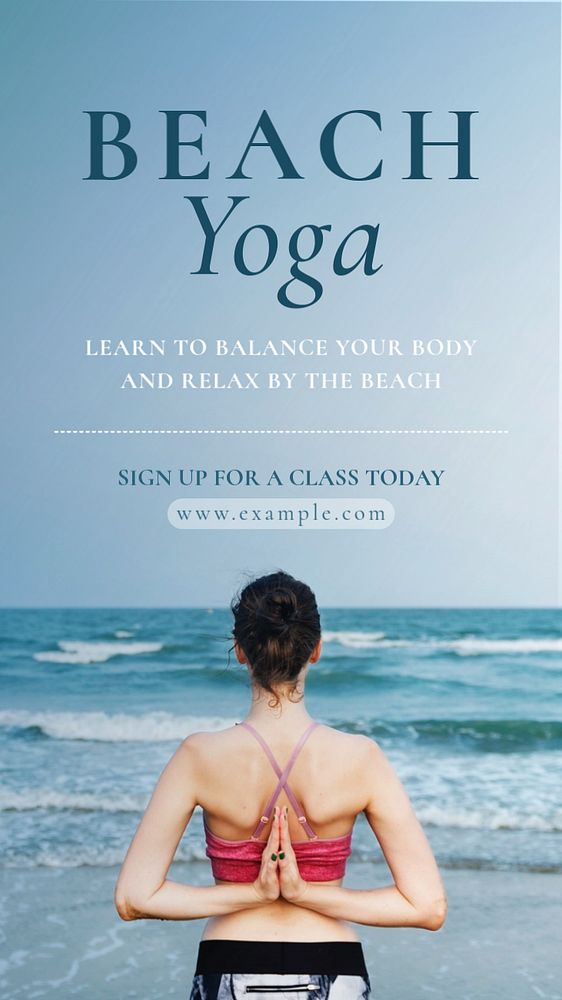 Beach yoga Instagram story template, editable text