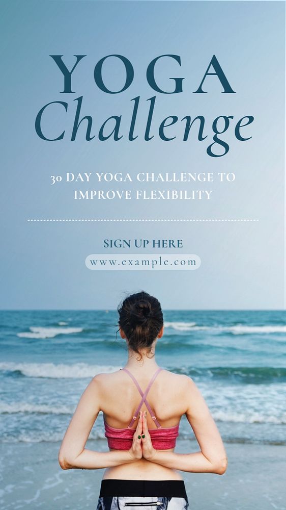 Yoga challenge Instagram story template, editable text