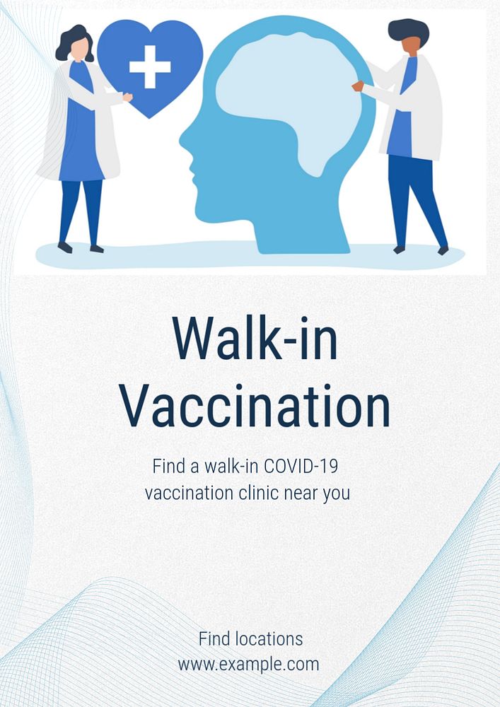 Walk-in vaccination poster template, editable text and design