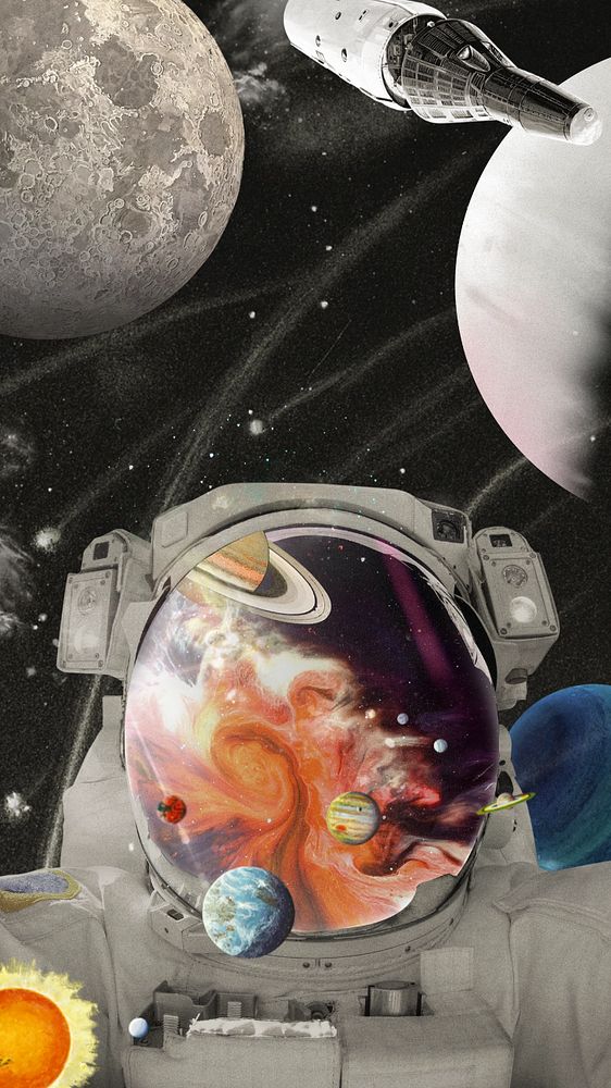 Surreal astronaut selfie iPhone wallpaper, galaxy aesthetic