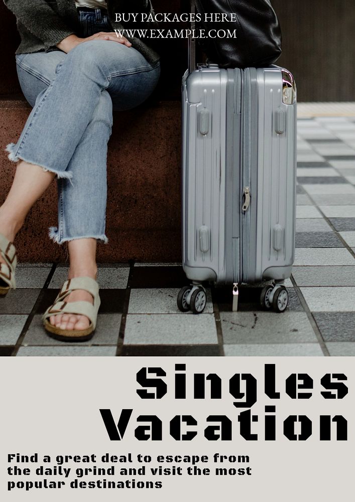 Singles vacation poster template, editable text and design