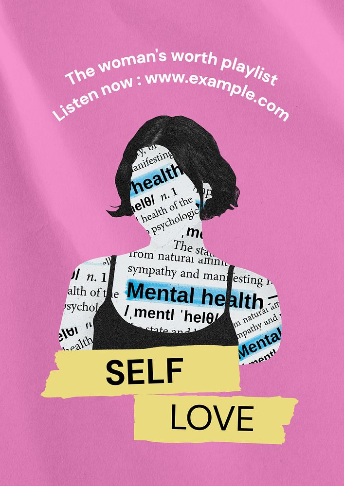 Self-love playlist  poster template, editable text and design