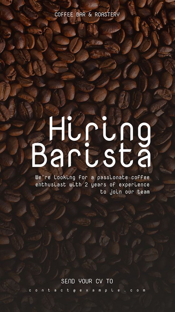 Hiring barista Instagram story template, editable text