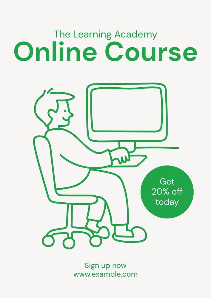 Online course poster template, editable text and design