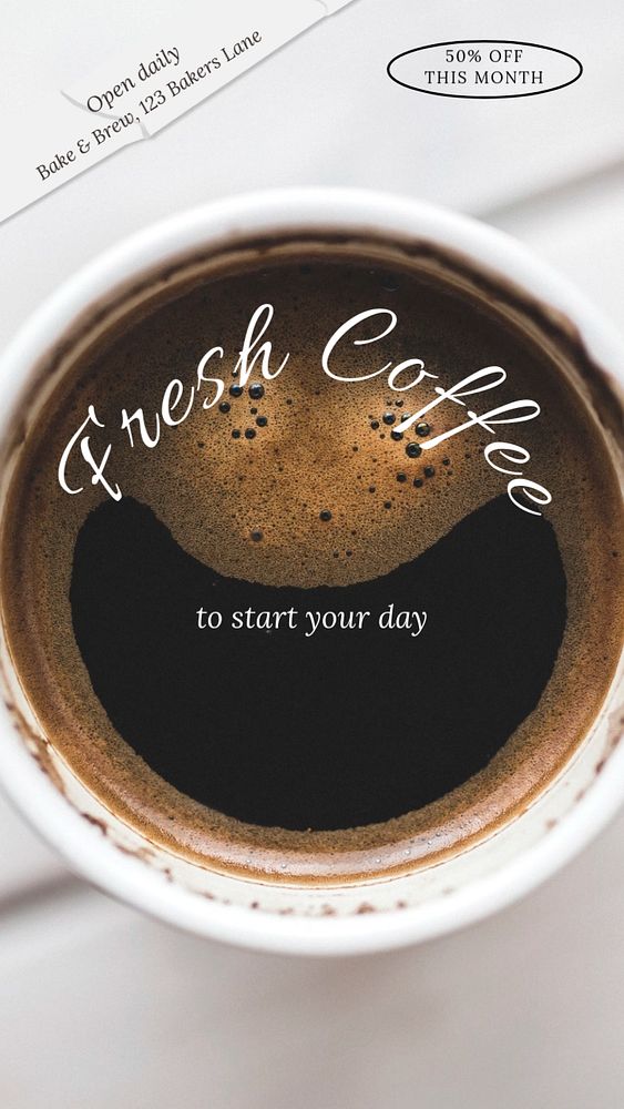 Fresh coffee  Instagram story template, editable text