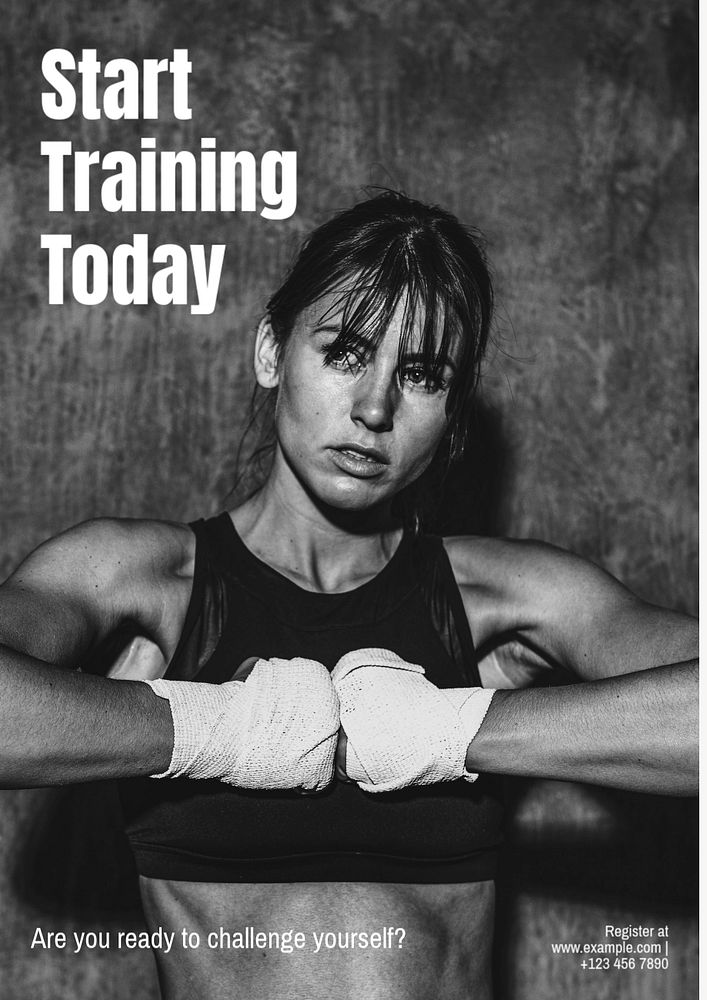 Training & fitness poster template, editable text and design