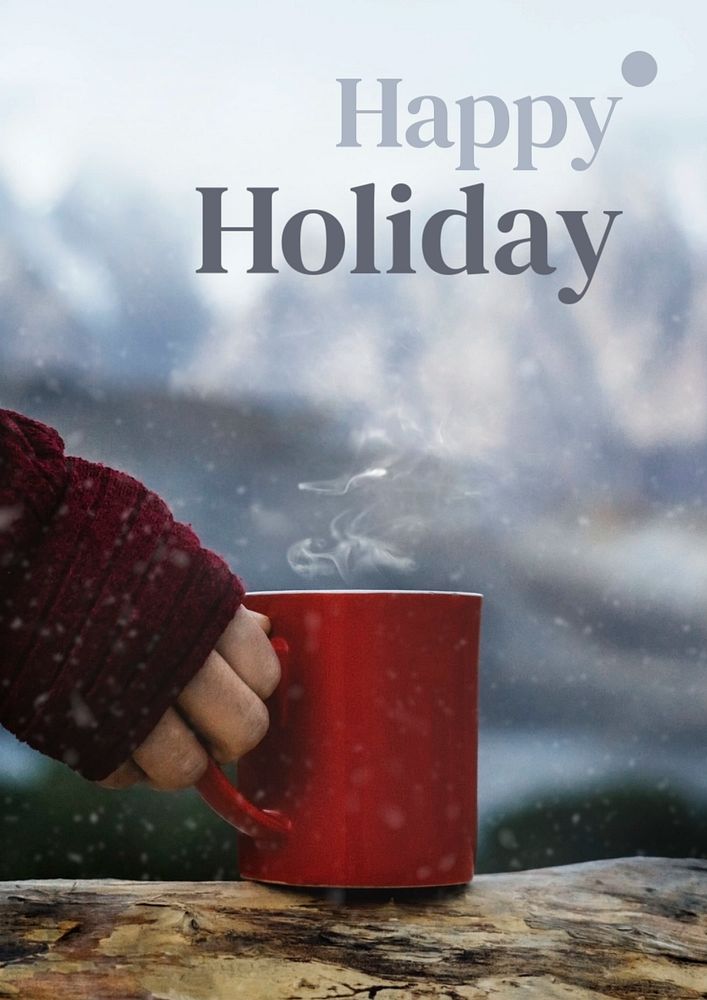 Happy holidays poster template, editable text and design