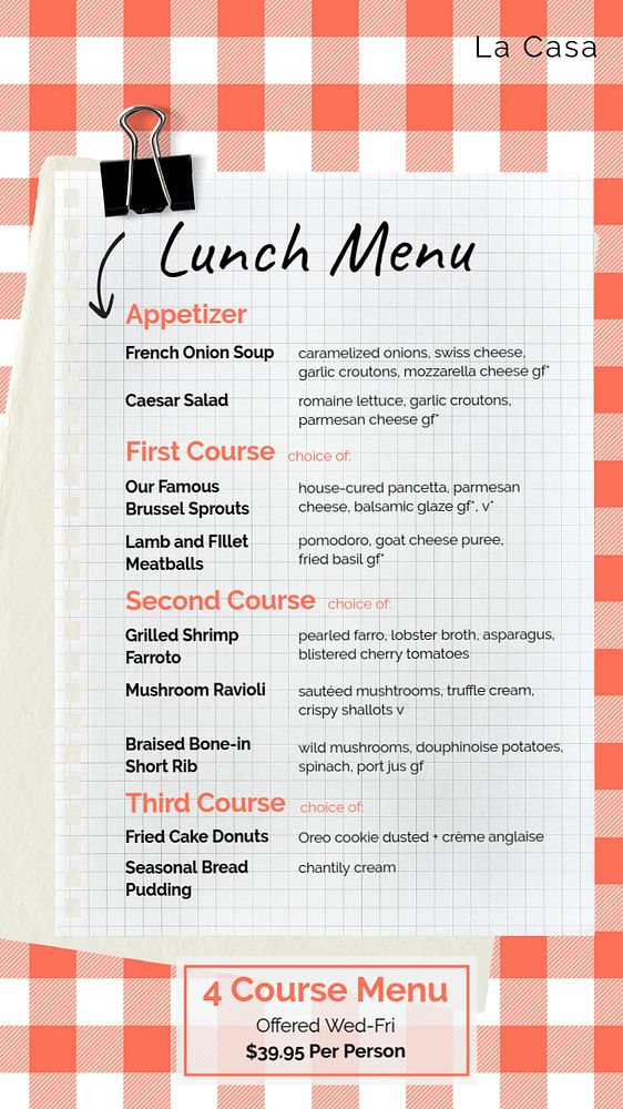 Restaurant menu Instagram story template, editable text