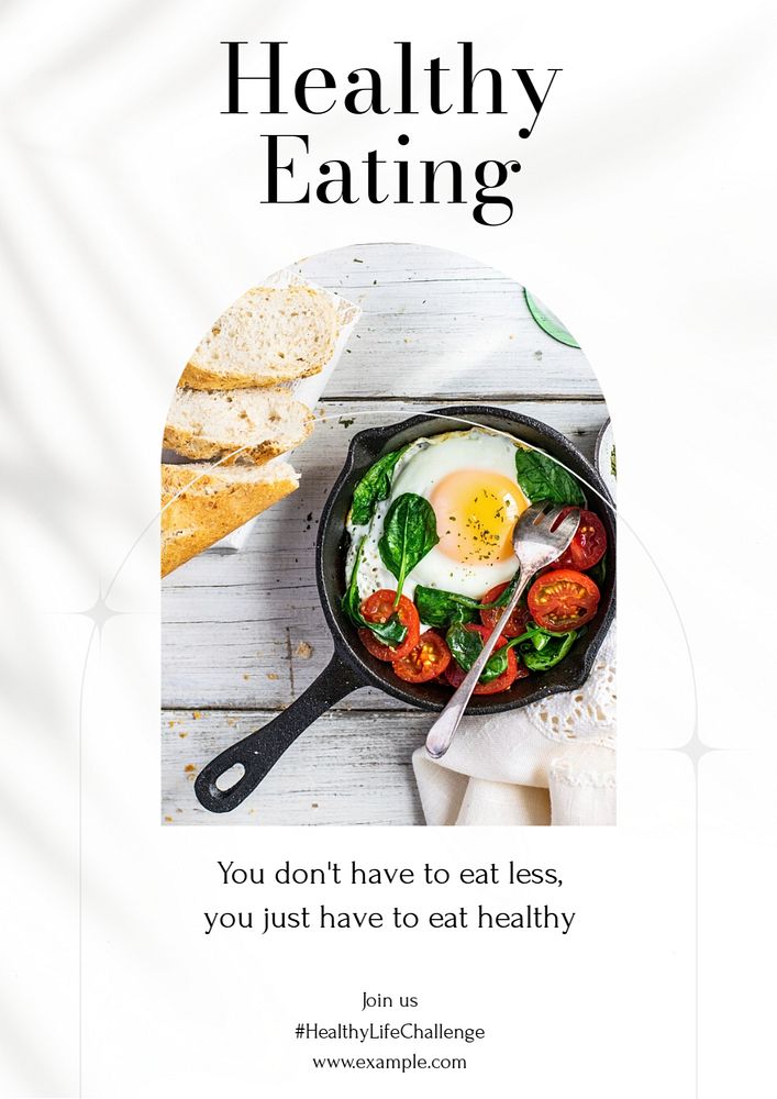 Healthy eating poster template, editable text and design