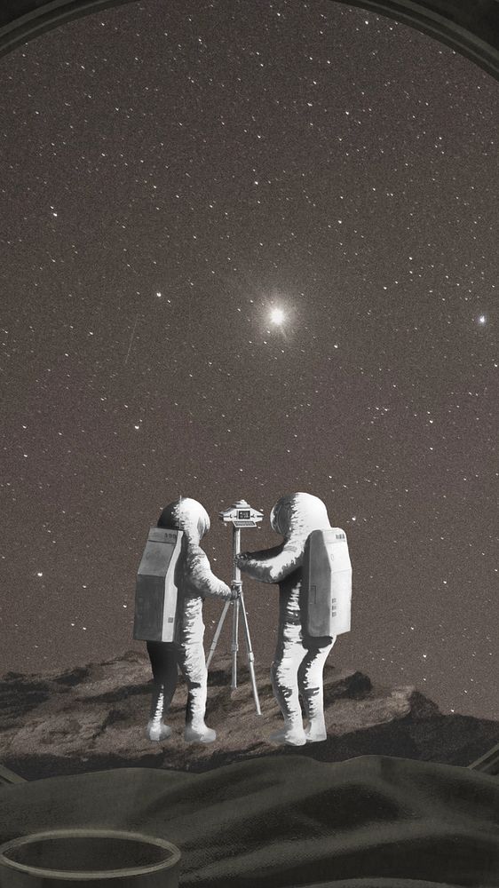 Astronauts taking picture iPhone wallpaper, outer space aesthetic