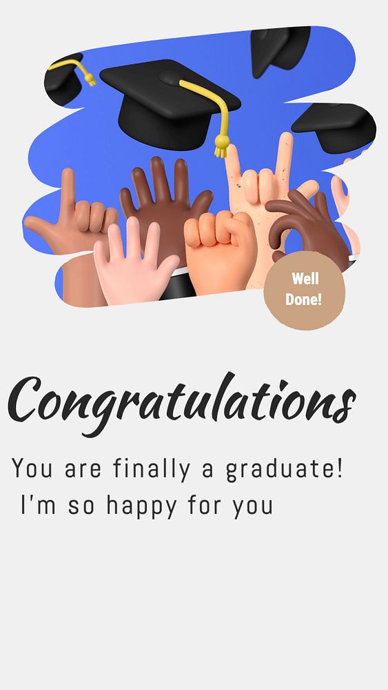 Graduation message  Instagram story template, editable text