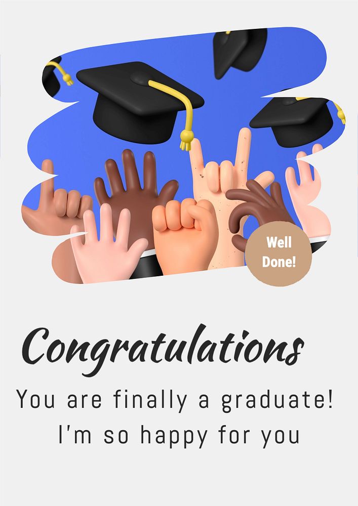 Graduation message  poster template, editable text and design