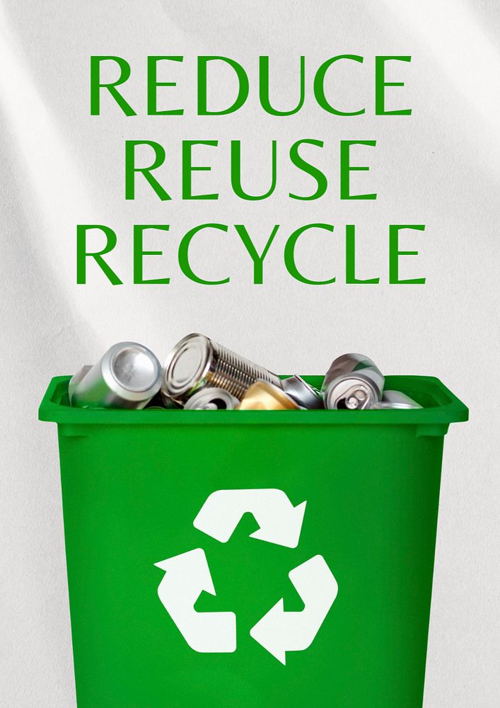 Reduce Reuse Recycle poster template, editable text and design