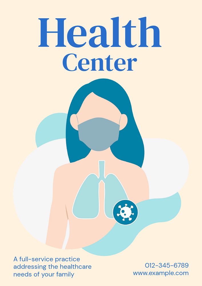 Health center poster template, editable text and design